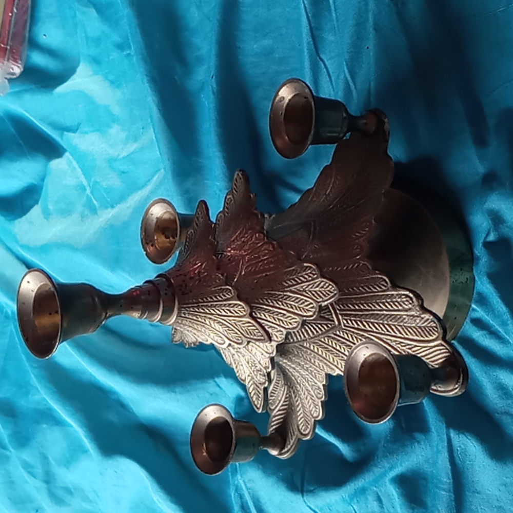 Vintage Christmas tree brass candle holder